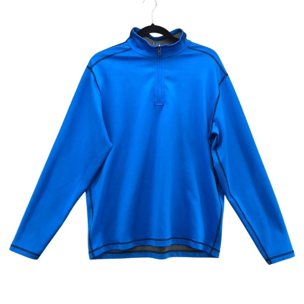 Cutter & Buck Pullover Mens Medium Blue MCK09425 Quarter Zip Long Sleeve Stretch